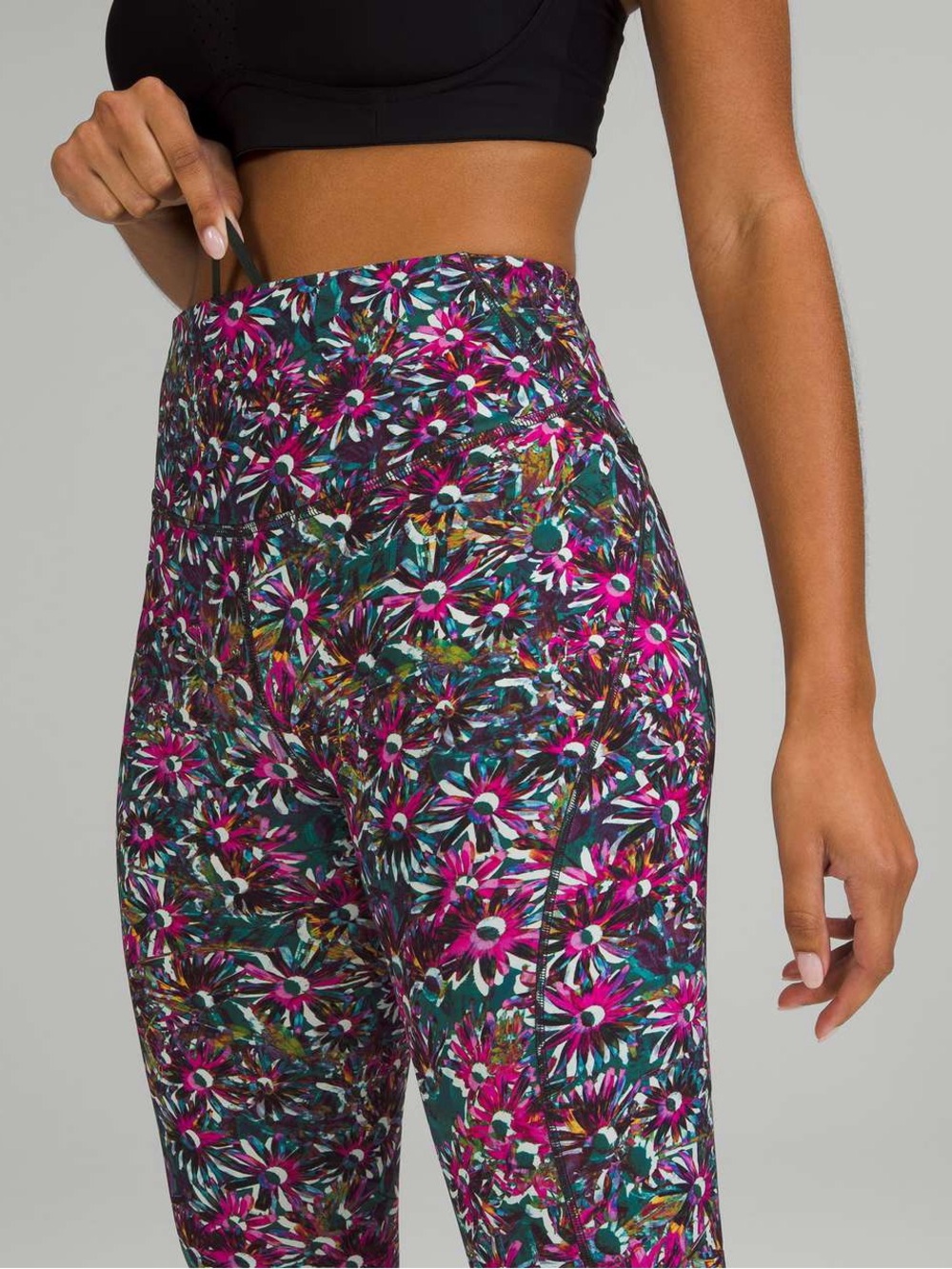Lululemon Athletica Base Pace High Rise Floral Electric Ankle Leggings Size 14